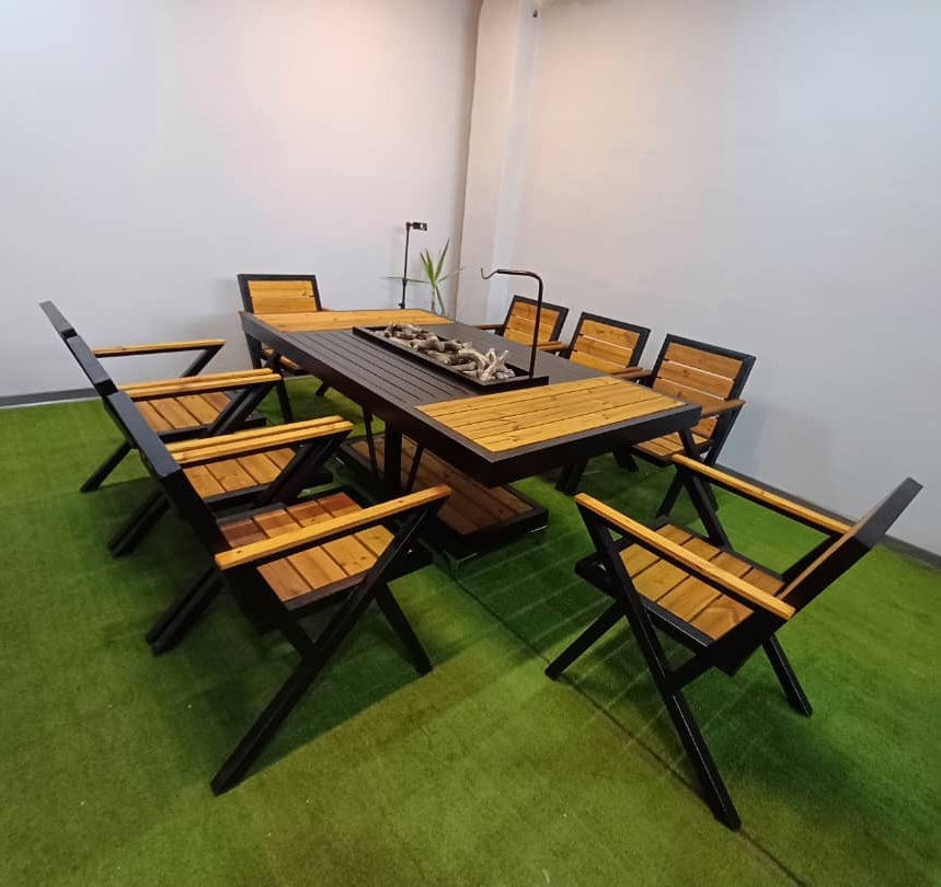 مبل باغی با میز آتشدان مستطیل مدل راکسا